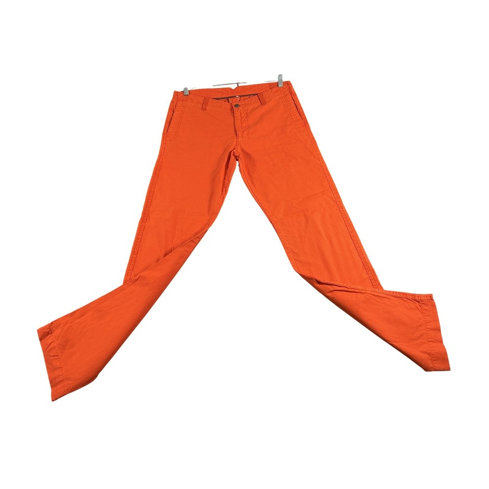Dockers Mens Orange Chino Pants Cotton Flat Front 34x34 Paisley Anchor Logo